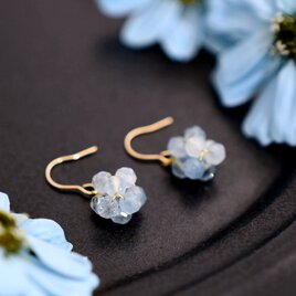 【14kgf ピアス】アクアマリンの実 金平糖 3月誕生石／誕生日プレゼントにもの画像