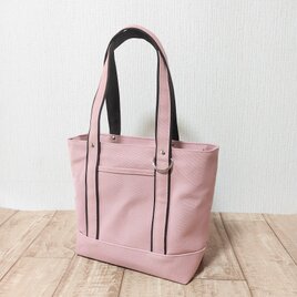 ファスナー仕切り＆ボトルホルダー付トートバッグ（くすみピンク）の画像