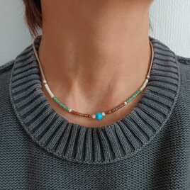スリーピングビューティーターコイズのチョーカー、ブレスレット＆アンクレット（#1173）(受注製作)の画像
