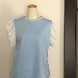 ⭐️シルケット天竺　UV加工Tシャツ　サックスの画像