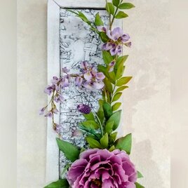 ☆クレイフラワー作品（藤の花の壁掛け）☆の画像
