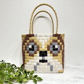 シーズー★プラカゴ★お散歩バッグ　温泉バッグ　エコバッグ　PPバンド　カゴバッグ　お散歩バッグ