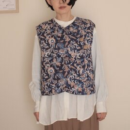 ンド綿×ダブルガーゼ　リバーシブル　キルトベスト　*パープル*　フリーサイズの画像