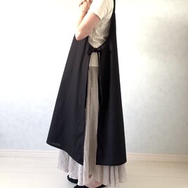 サイドオープン　コットンリネンお出かけエプロンの画像