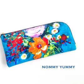 L字ファスナー長財布  切り花 ターコイズ  ＊486＊の画像