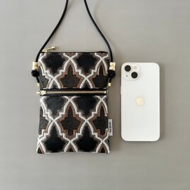 【受注制作】モロッカン生地のスマホポシェット♦スマホショルダー♦ライラ ノワール♦の画像