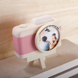 三脚付きカメラ型木工フォトフレームの画像