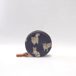 リバティプリント小銭入れ　　ミャオウ（スミ黒）の画像