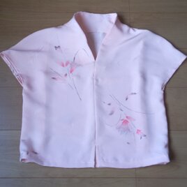 春色の付け下げ小紋からブラウス　絹の画像