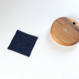 日用品店（布）コースター ／国産リネン  9.5cm×9.5cm【 ダークネイビー 】の画像