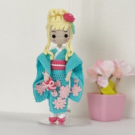 あみぐるみ・桜模様 着物 ♡ 着せ替え お人形さん