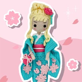 あみぐるみ・桜模様 着物 ♡ 着せ替え お人形さん