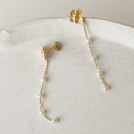 【1点もの】アジサイのスイングパールピアスの画像