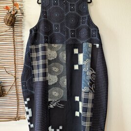御専用 古布 ゆったりチュニック ボロ 藍染 刺し子 着物リメイク