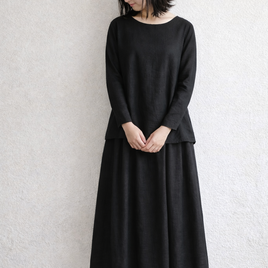 ★セットアップ★ブラックリネン♡プルオーバー＆ギャザースカート・セレモニー・卒業卒園