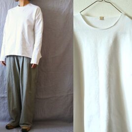 【ｍ様専用ページ】白/コットンストレッチ裏毛　切りっぱなしTワンピの画像
