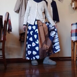 手ぬぐいリメイクスカート⭐柿渋やおもしろ手ぬぐいで楽しい80cm 丈の画像