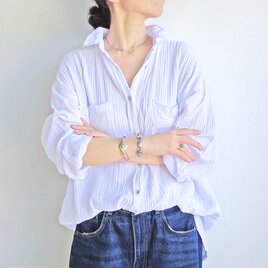 ガーゼオーバーシルエットシャツ（ホワイト）の画像