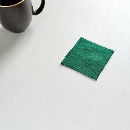 日用品店（布）コースター ／国産リネン  9.5cm×9.5cm【 グリーン 】の画像