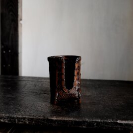 茶杯や猪口の収納に◆中国産　竹製 細工網代編 碗筒 茶杯入れ　猪口入れ　煎茶碗入 煎茶道具　古道具　古民家　i1の画像