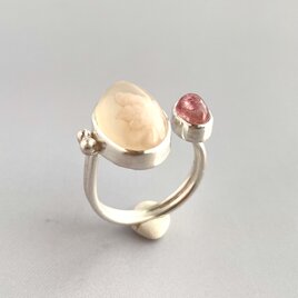 シルバーリング　桜めのう＆ピンクトルマリンの画像