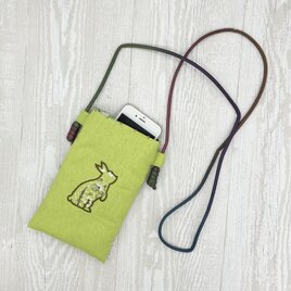 手刺繍スマホショルダー 花ウサギの画像