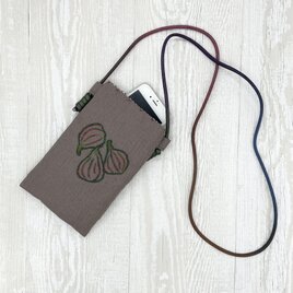 手刺繍スマホショルダー イチジクの画像