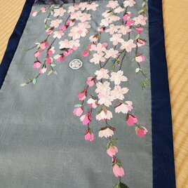 ヴィンテージ紋付から、桜布絵　枝垂れ桜の画像
