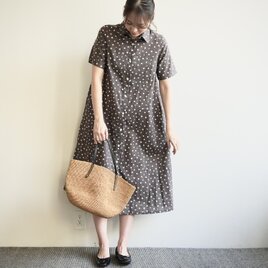 前あき半袖Aワンピース・ ドットグレー　No.340の画像