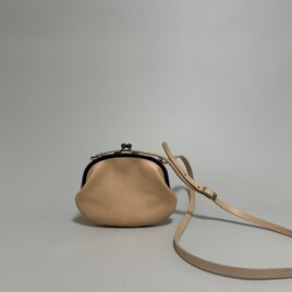 栃木レザーシンプルがま口ポシェット◆ナチュラル　サコッシュ　スマホショルダー　ショルダーバック　母の日ギフトの画像