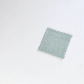 日用品店（布）コースター ／国産リネン  9.0cm×9.0cm 【 水色（パステル系）】の画像
