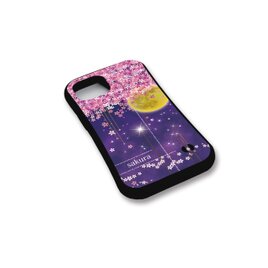 グリップケース iPhoneケース【桜と月と星と】（名入れ可）の画像
