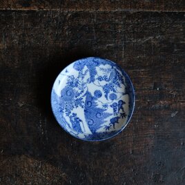 夫婦や子供◆蝙蝠や鶉。伊万里　微塵子柄印判小皿　骨董・antiques 古道具　古民家　明治期の画像