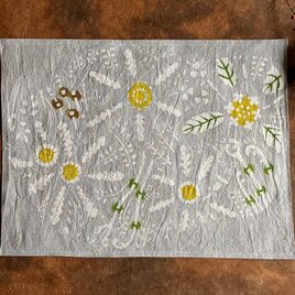 墨染め染布　春の野草