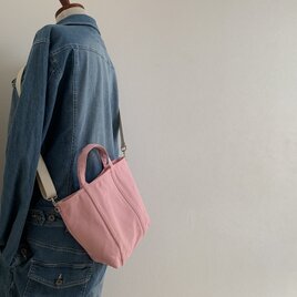 帆布 2wayショルダートート　「pote」(S) 撫子ピンクの画像