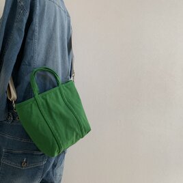 帆布 2wayショルダートート　「pote」(S) モスグリーンの画像