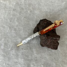 錫 ボールペン  メディカルクリップ　彫刻刀仕上げの画像