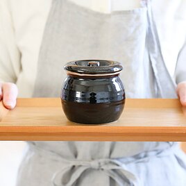 梅干しやお漬物入れにおすすめ　お漬物甕（かめ）砂糖壺　黒の画像
