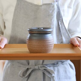 梅干しやお漬物入れにおすすめ　お漬物甕（かめ）砂糖壺　鉄茶の画像