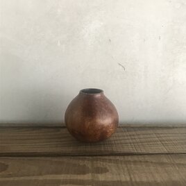 柿渋塗りの小さな瓢箪の花器 250325#02