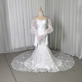 美品！取り外しオフショルダー アイボリー 七分袖丈 上品花