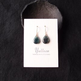 【K14gf】Dark Green Kyanite Drop Earrings／ダークグリーンカイヤナイト しずくピアス