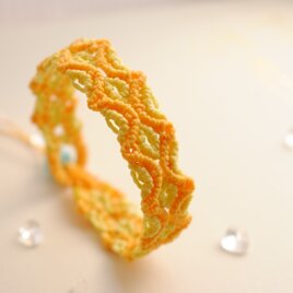 マクラメブレスレット＊幾何学半円＊たんぽぽの画像