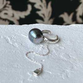 淡水パール&バイカラーサファイア・イヤーカフ（silver９２５）の画像