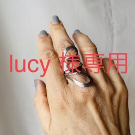 シルバー打ち出しリング 3枚葉 右用　受注制作の画像