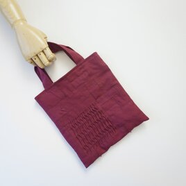 小さな布たちの小さな手提げ　ボルドー
