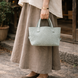 本革 山羊革 スウェード ミニトート セージグリーン ミニフィールドバッグ 軽量 ユニセックス