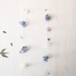 雨上がりの紫陽花モビール・ガーランド　2本セット　エアリー　プリザーブドフラワーの画像