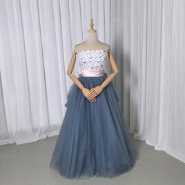 妊婦ドレス ジュエルブルー マタニティ 写真撮影 シースルー  