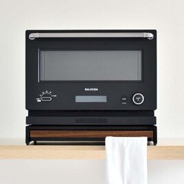 A factory オーブンレンジラック＋テーブル：日本製 スチール 木製 バルミューダ スライドテーブル キッチン 隙間収納の画像